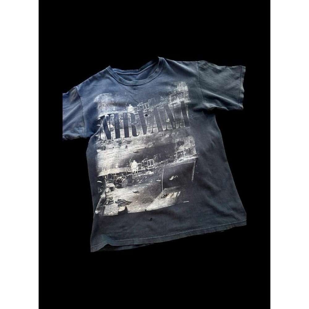 Vintage Nirvana T-Shirt 2005 Stage Graphic Black Mens Sz Medium Distressed Holes